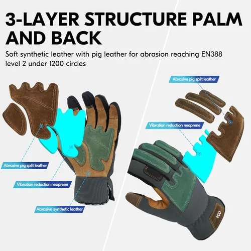 Vista 2 de Vgo... 1 par de guantes de jardinería para hombre, guantes de trabajo de seguridad, a prueba de pinchazos, a prueba de espinas, pantalla táctil