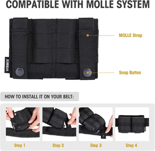 Vista 5 de VISMIX Funda para cargador de rifle, doble funda AR de 5.56mm Molle con inserción de Kydex de liberación rápida y compatible con MOLLE