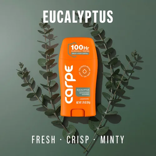 Vista 3 de Antitranspirante y desodorante para las axilas Carpe, fuerza clínica con aroma natural de eucalipto, combate la sudoración excesiva, mantente fresco
