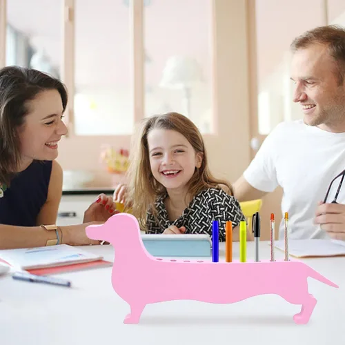 Vista 3 de EXCEART Soporte para pinceles de pintura de madera, soporte de salchicha en forma de perro, organizador de pinceles para artista, estante