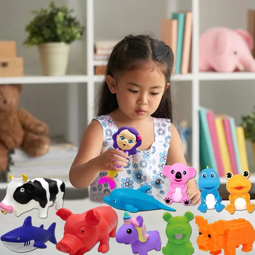 Vista 4 de Juguetes chirriantes para bebés, juguetes para apretar, regalos de fiesta para niños, juguetes novedosos y diversiones, regalos de goma que gritan