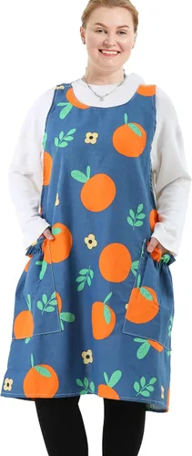 Vista 14 de Delantales grandes de talla grande para mujer con bolsillos de algodón y lino para hornear cocina
