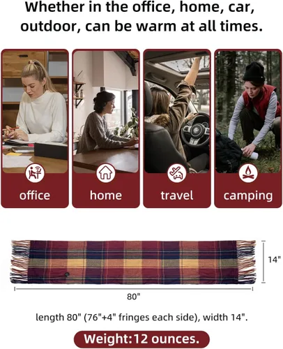 Vista 5 de Heated Scarf for Women Include Rechargeable Battery, Winter Electric Neck Scarf for Cold Weather Púrpura