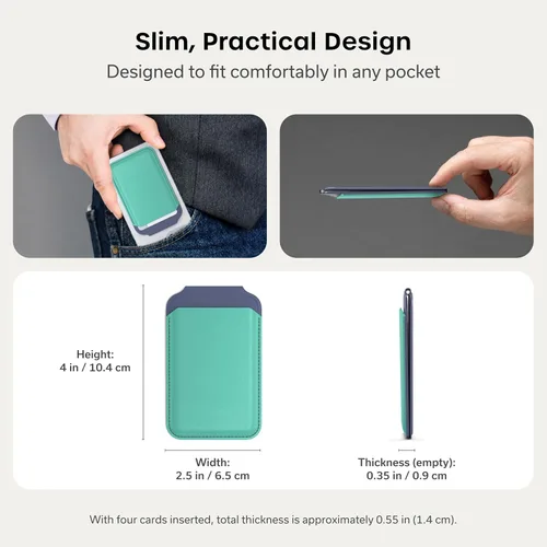 Vista 4 de Satechi Cartera magnética Magsafe, soporte para tarjetas de doble solapa, 4 ranuras con paso frontal NFC, accesorio ajustable para teléfono