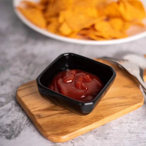Vista 5 de DELLING Juego de cuencos de cerámica ultra fuertes de 3 onzas, cuencos de salsa de inmersión negros/platos para salsa de tomate, soja, barbacoa
