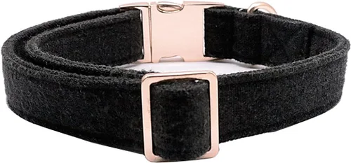 Vista 2 de DOGWONG Collar y correa de algodón para perro, collar para mascotas, suave, duradero, básico, para perros pequeños, medianos y grandes Negro
