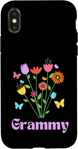 Vista 5 de iPhone 12/12 Pro Grammy Grandma Spring Flowers Pretty Tulips Butterfly Pink Case