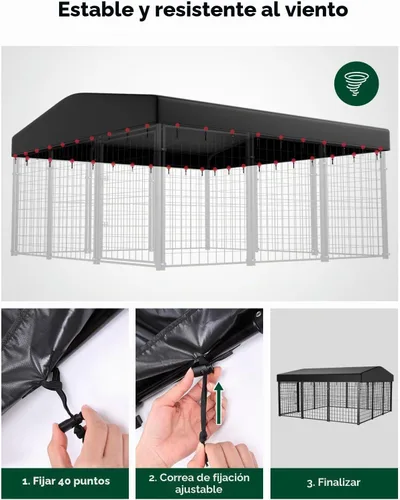 Vista 5 de PawGiant Funda de repuesto para perrera para exteriores, cubierta impermeable 420D resistente a los rayos UV para recinto grande de 9.8 x 9.8 pies