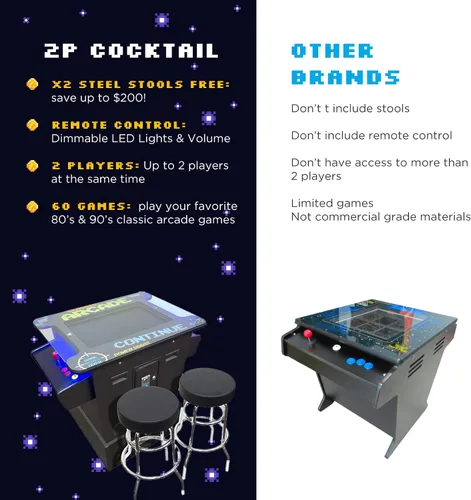 Vista 6 de Creative Arcades - Máquina arcade de cóctel de grado comercial de tamaño completo 2 jugadores 412 juegos Pantalla LCD de 26 pulgadas Parte