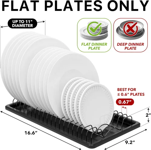 Vista 3 de Simple Houseware Escurridor de platos con bandeja de escurrido, negro