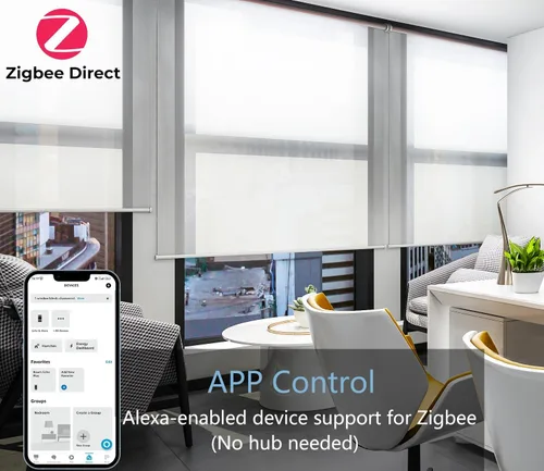Vista 3 de Kit de motor ciego inteligente Zigbee recargable, abridor automático de cortinas con control de aplicación para tubo de 1.496 in compatible