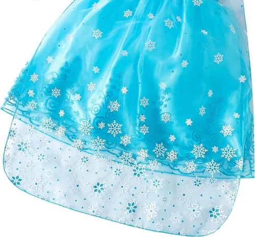 Vista 6 de Aoiviss Disfraz de princesa Elsa para niñas vestido de Frozen para Halloween cumpleaños cosplay