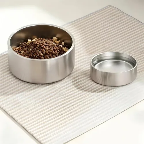 Vista 5 de Cuencos de acero inoxidable de doble pared para perro, 32 onzas, 64 onzas, platos antideslizantes sin BPA para mascotas, cuenco para comida y agua