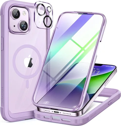 Vista 30 de Miracase - Funda magnética para iPhone 13 Pro Max de 6.7 pulgadas (compatible con MagSafe), transparente, completo, protector de pantalla de vidrio