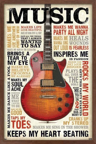 Vista 16 de Trends International Music Inspires Me Wall Poster, 14.725" x 22.375", Barnwood Framed Version