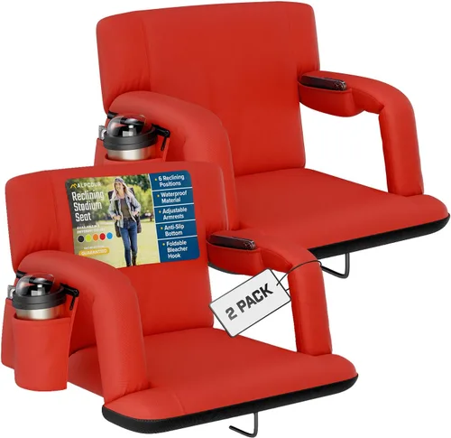 Vista 20 de Alpcour Asiento plegable para estadio – Silla de apoyo para adultos amplios reclinables de lujo para adultos para blanqueadores – Mejor extra grueso