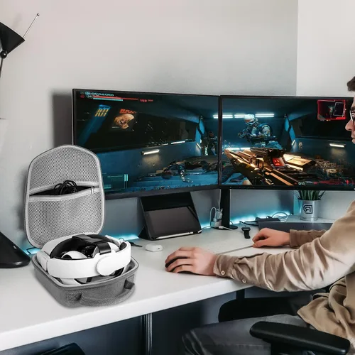 Vista 6 de Geekria Shield - Funda de transporte de viaje compatible con Oculus Quest 2 Quest 3 VR accesorios de auriculares y controladores para juegos, bolsa