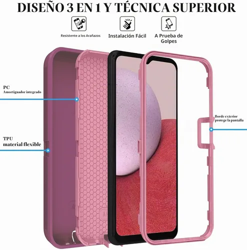 Vista 6 de ONOLA Funda compatible con Samsung Galaxy A14 5G con protector de pantalla HD, resistente a los golpes y a las caídas de servicio pesado, funda de 3