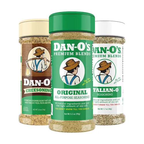 Vista 12 de Dan-O's Set de Condimentos de 3 Botellas, Botellas Pequeñas, Pack de 3, Incluye Condimentos Original, Cajun y Italian-O, Sin Azúcar, Cero Calorías