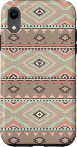 Vista 25 de Funda rústica para iPhone 16 con patrón azteca occidental bohemio