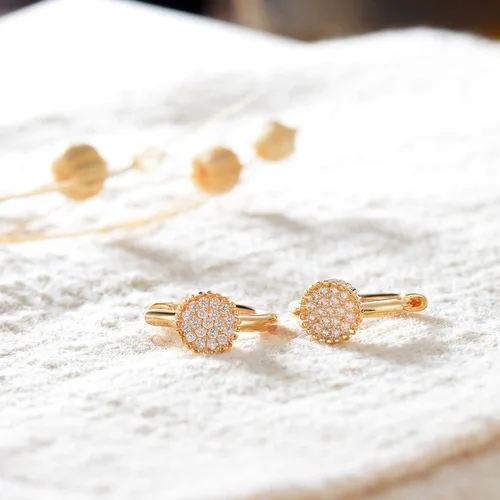 Vista 4 de VACRONA - Aretes tipo arracada de aro para mujer, chapados en oro de 14 quilates, diseño de Huggie