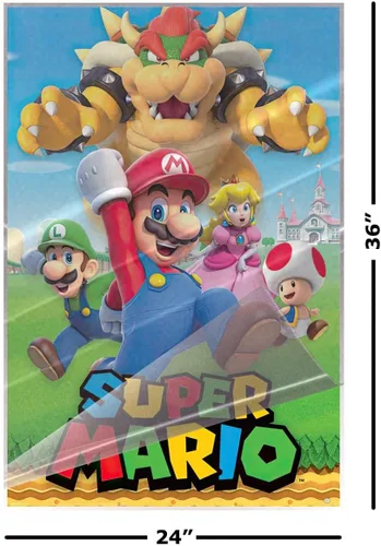 Vista 2 de Super Mario - Póster de videojuegos (Mario, Luigi y sus amigos) (tamaño: 24 x 36 pulgadas) (póster laminado)