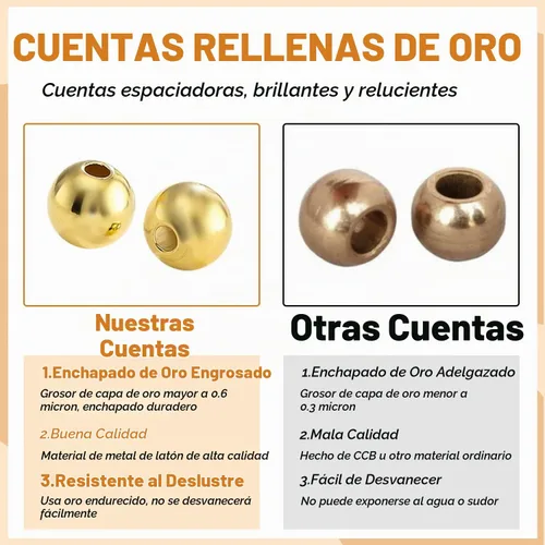 Vista 6 de 310 cuentas redondas rellenas de oro para la fabricación de joyas, 0.118 pulgadas, 0.157 pulgadas, 0.2 0.118 in