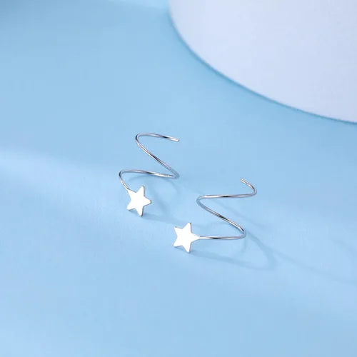 Vista 2 de Sluynz - Aretes de plata con diseño de estrella para mujer y adolescente