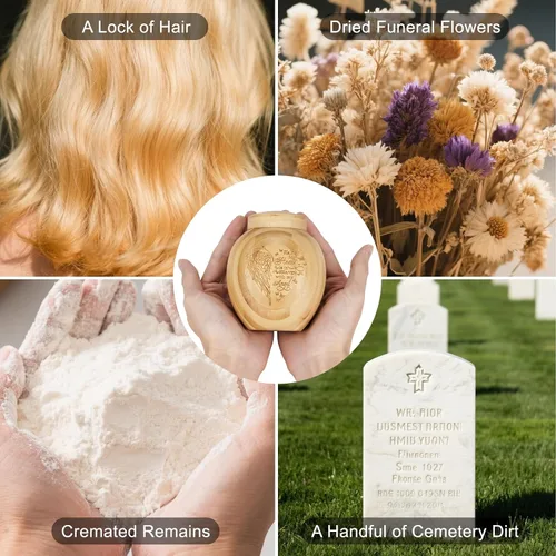 Vista 7 de SOITIS Urnas pequeñas para cenizas humanas: Urna biodegradable de bambú natural de 4.3 pulgadas, mini urnas para cenizas humanas, urnas de recuerdo