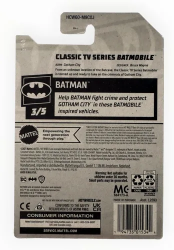 Vista 2 de Hot Wheels Serie de TV clásica Batmobile, Batman 3/5