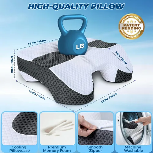 Vista 2 de Almohada para dormir lateral con orificios para los brazos, sistema de Blanco
