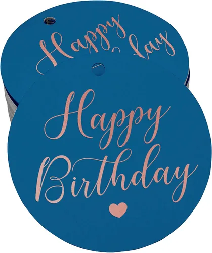 Vista 64 de Etiqueta de papel para colgar con texto en inglés «Happy Birthday» (50 unidades)