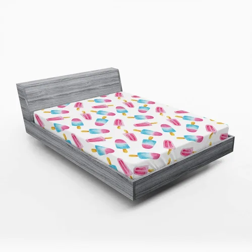 Vista 33 de Ambesonne Juego de sábanas bajeras veganas, ilustración de plátanos simétricamente alineados con patrón de frutas exóticas, funda de cama