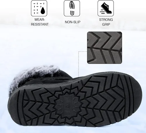 Vista 3 de WFL Women Snow Boots Classic Mid-calf Fur Lining Fashion Winter Boots
