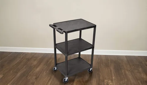 Vista 5 de Luxor Multiusos Tres Estantes Estructural Espuma Plástico Almacenamiento Utilidad Carro - Negro