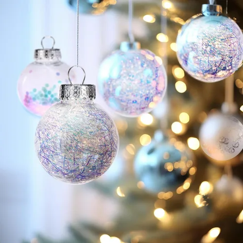 Vista 3 de 24 unidades - Adornos de bolas de Navidad de plástico transparente inastillable colgantes con bolas delicadas decorativas