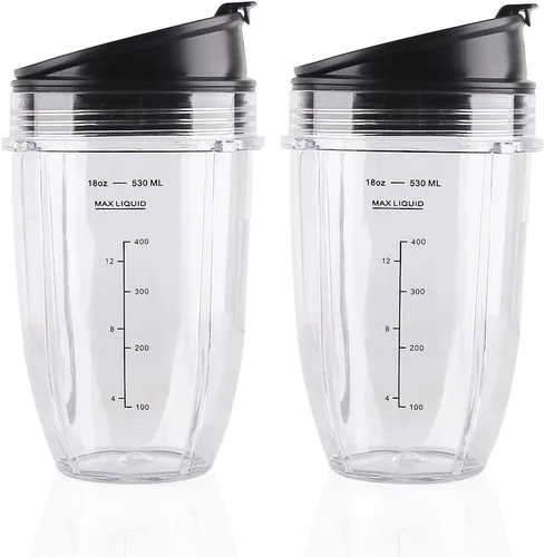 Vista 8 de Paquete de 2 piezas de repuesto con tapa, compatible con Ninja Blender Auto iQ BL480 BL482 BL642 NN102 BL682 BL450 BL2013 (2 12 onzas)