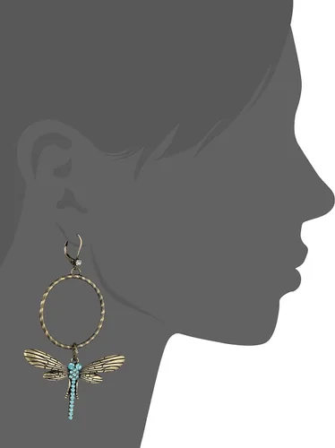 Vista 2 de Betsey Johnson Pendientes de aro gitano de "Betseback Betsey" Pave Dragonfly