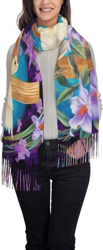Vista 2 de VEIZKUO Borlas suaves bufandas chales envolventes bufandas ligeras, chales grandes y envolturas para vestidos de noche, decoración de fiesta