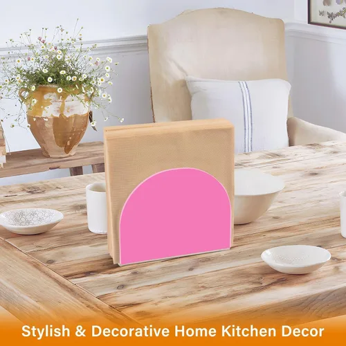 Vista 5 de Servilleteros color rosa coral claro, servilletero acrílico para almuerzo, servilletero, vertical, servilletero, para mesa, restaurante, picnic