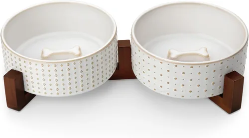 Vista 12 de MALACASA - Cuenco de comida de cerámica para perros, plato de agua para razas medianas, 4 tazas