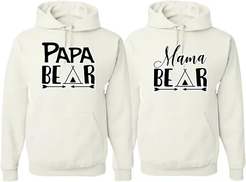 Vista 6 de Papa Mama Bear - Conjunto de suéter con capucha para parejas a juego para él y para ella