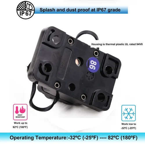 Vista 7 de Disyuntor manual de 12 V, 24 V, 15 A, reinicio manual para automóvil, RV, solar, marina, automoción, 12 voltios, 32 V CC, disyuntor de motor