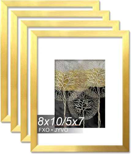 Vista 44 de Fxojyvo Marco de Fotos de 4x6, Muestra Foto de 3.5x5 con Paspartú o 4 x 6 Sin Paspartú, Liviano y de Alta Transparencia Marco de 4 por 6 para Pared