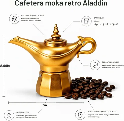 Vista 5 de Cafetera, olla moka para café italiano y cubano, cafetera Greca, cafeteras, 6 tazas de espresso Plateado