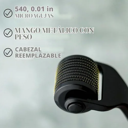 Vista 4 de The Beard Club Premium Derma Roller y Aceite para el Crecimiento de Barba - Rodillo de microagujas con 540 microagujas de titanio para la cara