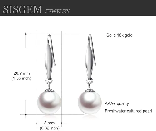 Vista 6 de Collares con dije de perlas de oro blanco de 18 quilates con cadena de 14 quilates 18 pulgadas aretes de perlas de oro de 18 quilates para mujer