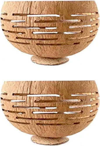 Vista 6 de Rainforest Bowls Horizons - Maceta de coco con orificio de drenaje, perfecta para suculentas, flores, plantas pequeñas, jardines interiores