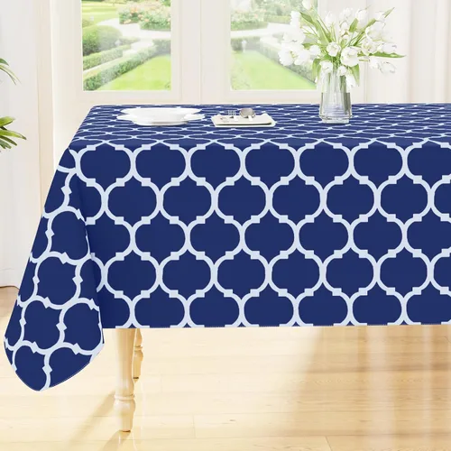 Vista 39 de Smiry - Mantel cuadrado de vinilo impermeable con respaldo de franela para mesas cuadradas, manteles de plástico lavables a prueba de derrames
