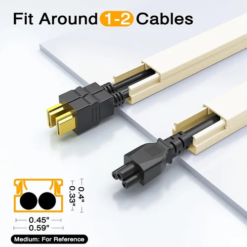 Vista 2 de Delamu Cubiertas de Cable de 157 pulgadas para Cables en la Pared, Ocultador de Cable para 1 Cable, Ocultador de Cable Pintable, Cubiertas